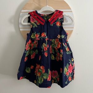 NWT Vintage April Cornell Navy Strawberry Baby Dress